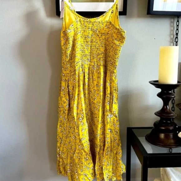 Japna Yellow Floral Button A-Line Dress - Picture 3 of 6